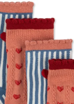 Konges Sløjd Accessories|2 pak strømper - HEART MIX heartmix