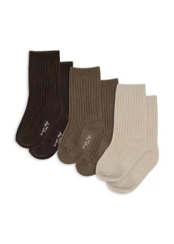Konges Sløjd Accessories|3 pak strømper - sand/hazel/shitake