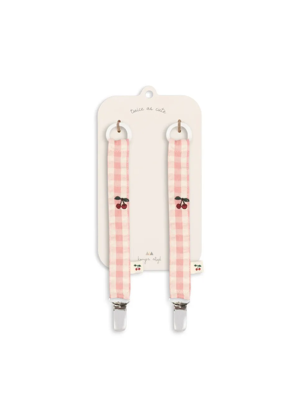 Konges Sløjd Pusletid|2 pak suttesnor - POWDER PINK CHECK powderpinkcheck