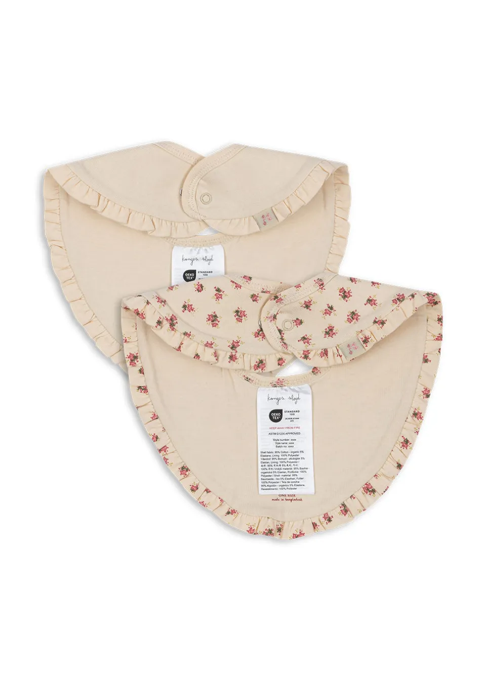 Konges Sløjd Accessories|basic 2 pak hagesmæk - buttercream/bloomie