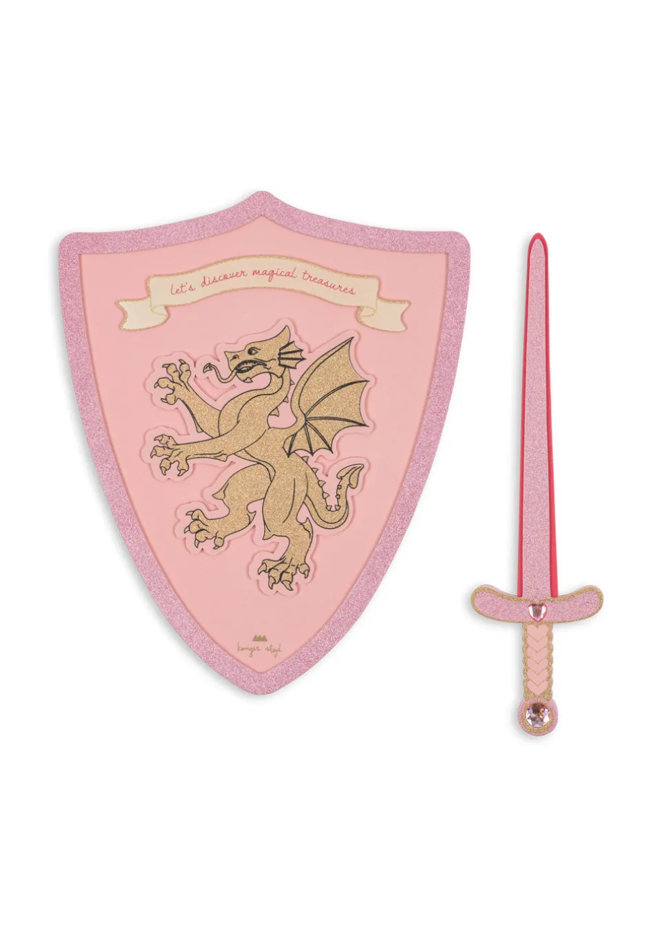 Konges Sløjd Kreativ & Spil|PRINSESSESVÆRD OG SKJOLD - PINK GLITTER pinkglitter