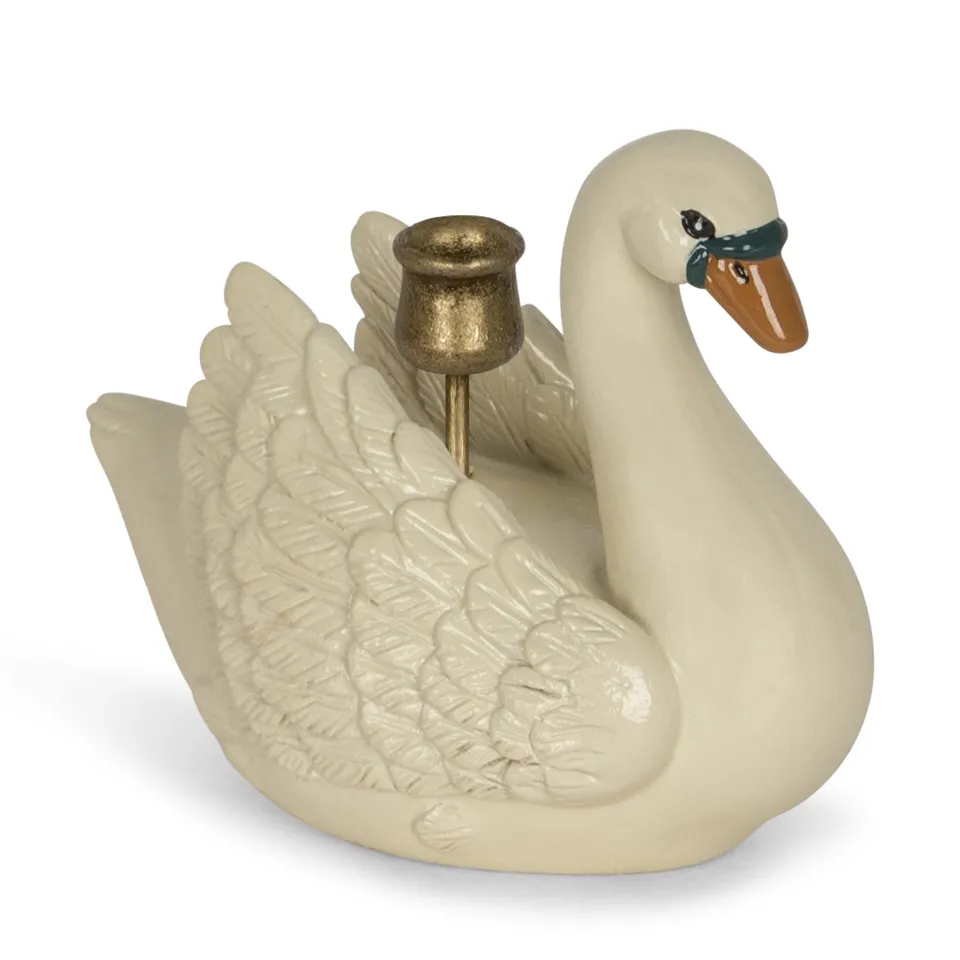 Konges Sløjd Børneværelse|swan lysestage - creme