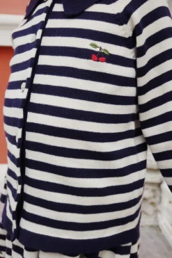 Konges Sløjd Overdele|venton cardigan - NAVY STRIPE navystripe